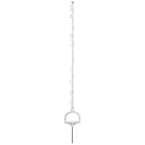 Steigbügelpfahl MUSTANG 115cm, weiß, 10 Ösen, glasfaserverstärkter Zaunpfahl mit Steigbügeltritt