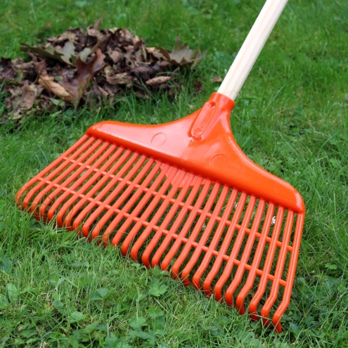 5x Laubbesen 40cm, 27 Zinken, Kunststoff, 5er-Sparset, Gartenrechen, Laubrechen, Gartenbesen
