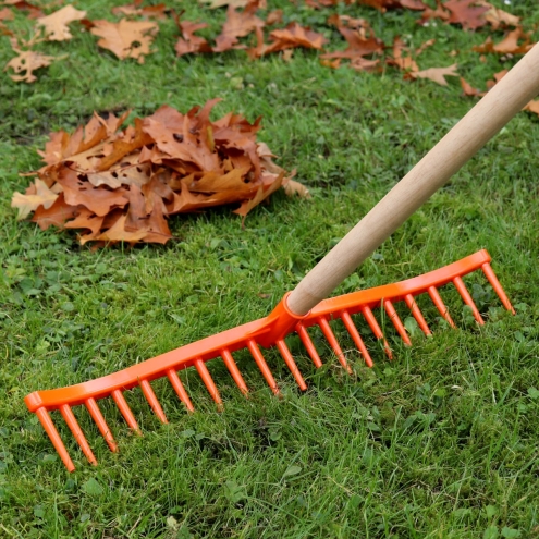 3x Heurechen 60cm, 19 Zinken, Kunststoff, 3er-Sparset Rasenrechen, Laubrechen, Gartenbesen
