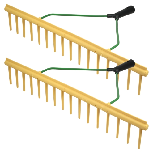 2x Heurechen mit Egalisierkante, 65cm, 16 Zinken, 2er-Sparset, Rasenrechen, Laubrechen
