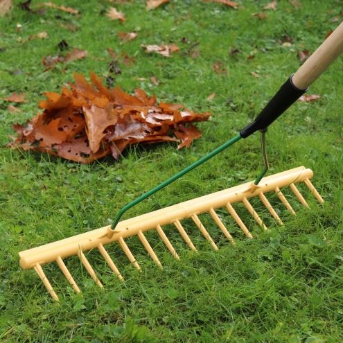 2x Heurechen mit Egalisierkante, 65cm, 16 Zinken, 2er-Sparset, Rasenrechen, Laubrechen