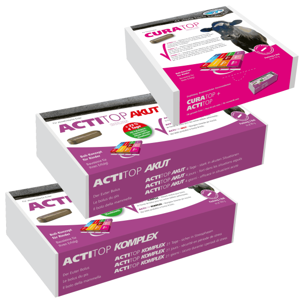 Boli-Set Trockenstehzeit: CURATOP + ACTITOP KOMPLEX &amp; AKUT - Futterergänzung Eutergesundheit