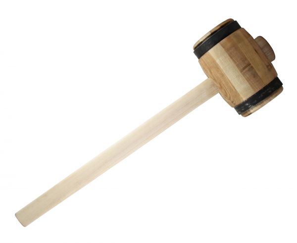 Holzhammer 6,5kg mit Eisenbeschlägen, Holzschlegel zum Einschlagen von Zaunpfählen