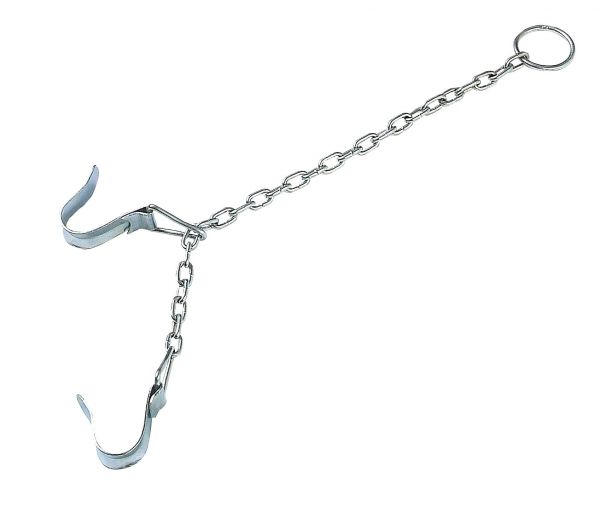 Fesselkette 65cm mit zwei Fesselhaken und Ring, Fußfessell für Rinder und Kühe