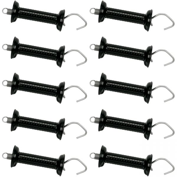 10x Lister Torgriff WZ600, SCHWARZ, mit Haken, einfache Zugfeder, breiter Handschutz, Sparset