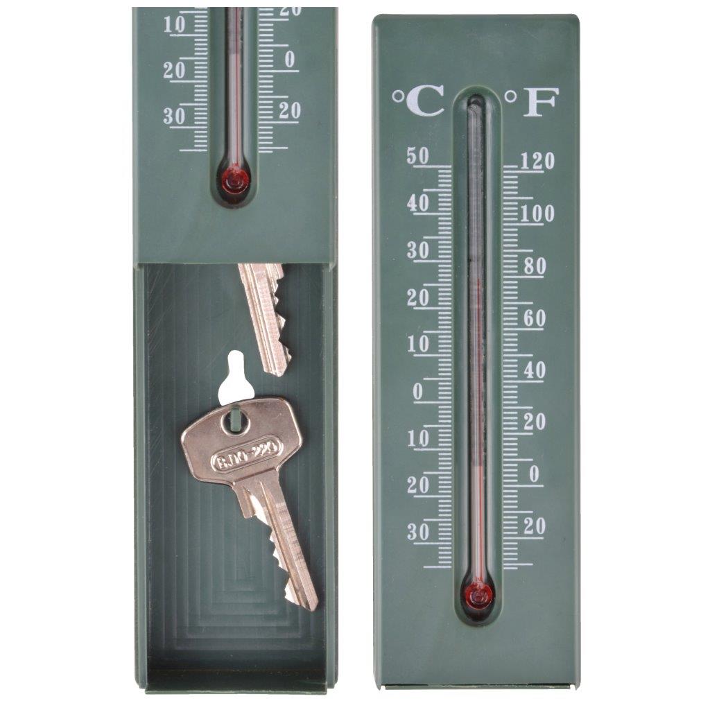 Esschert Design Thermometer mit Schlüsselversteck, Versteck für