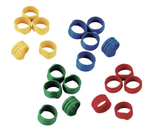 100x Spiralringe Ø 20mm, Fußringe, Markierungsringe für Gänse, bunt gemischt