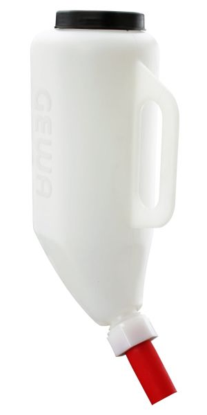 GEWA Trockenfutterflasche 2,5 Liter, Körnerflasche, Pelletflasche für Kälber mit Sauger