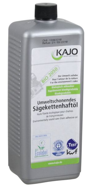 KAJO Sägekettenhaftöl BIO 2050, 1 Liter, Umweltschonendes Haftöl für Motor- und Elektrosägen