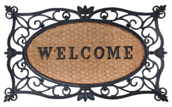 Esschert Design Fußmatte Welcome, 75x45cm, Gummi-Kokos, Schmutzfangmatte, Türmatte, RB107