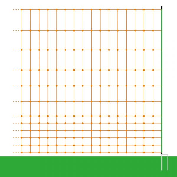 50m Geflügelnetz, Euro, 112cm, 2 Spitzen, orange, Hühnerzaun, Geflügelzaun, Hühnernetz, Elektrozaun