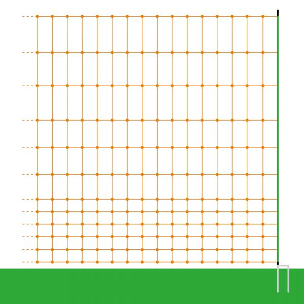 50m Geflügelnetz, Euro, 112cm, 2 Spitzen, orange, Hühnerzaun, Geflügelzaun, Hühnernetz, Elektrozaun