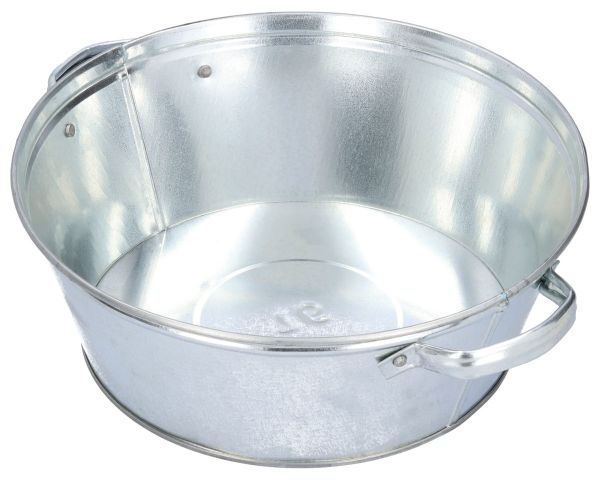 Zinkwanne 9 Liter rund - verzinkte Wanne mit Griffen - Dekowanne, Pflanzwanne
