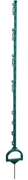 Steigbügelpfahl MUSTANG 155cm, grün, 16 Ösen, glasfaserverstärkter Zaunpfahl mit Steigbügeltritt