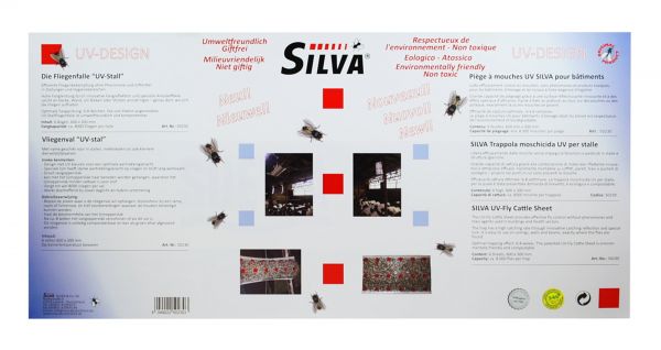 SILVA® 6x Fliegenfalle UV-STALL 60x30cm, Fliegenfänger zur Fliegenbekämpfung im Stall