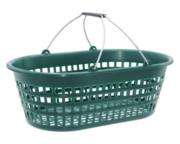 JOPA® Gartenkorb 15kg, grün, oval, mit Klappbügel, Erntekorb aus Recycling-Kunststoff