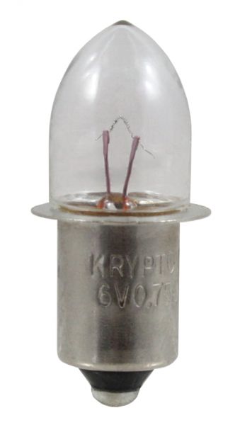 Krypton-Glühlampe (6V, 0,75A), Ersatzbirne für Handscheinwerfer und Taschenlampen, Kryptonlampe