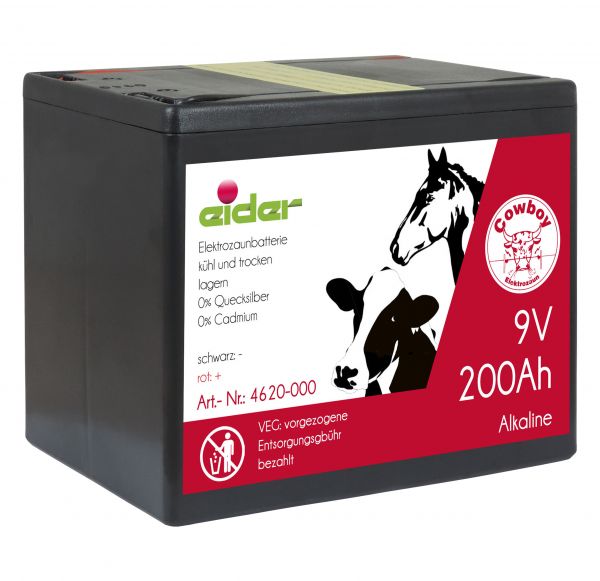 Eider Alkaline 9V - 200Ah Weidezaunbatterie - Batterie für Weidezäune