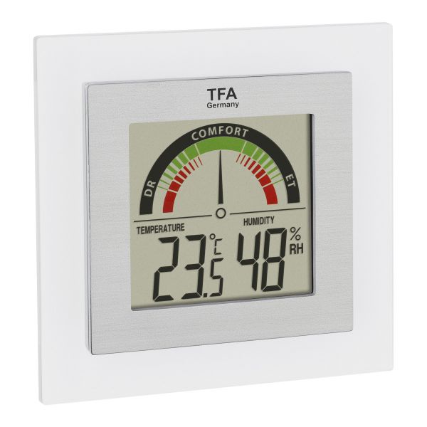 TFA Digitales Thermo-Hygrometer, Acrylglas, Anzeige der Temperatur und Luftfeuchtigkeit, 30.5023