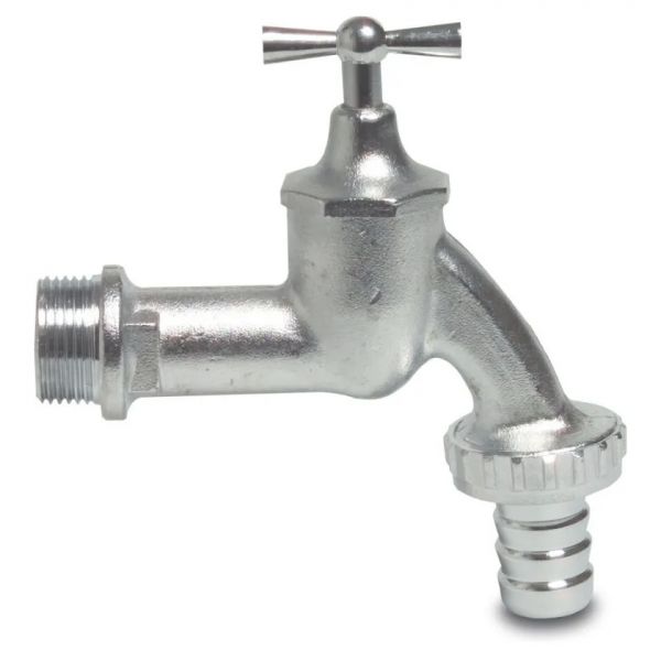 Profec Messing Auslaufventil 3/4 Zoll AG - Chrom matt - Wasserhahn mit Schlauchtülle