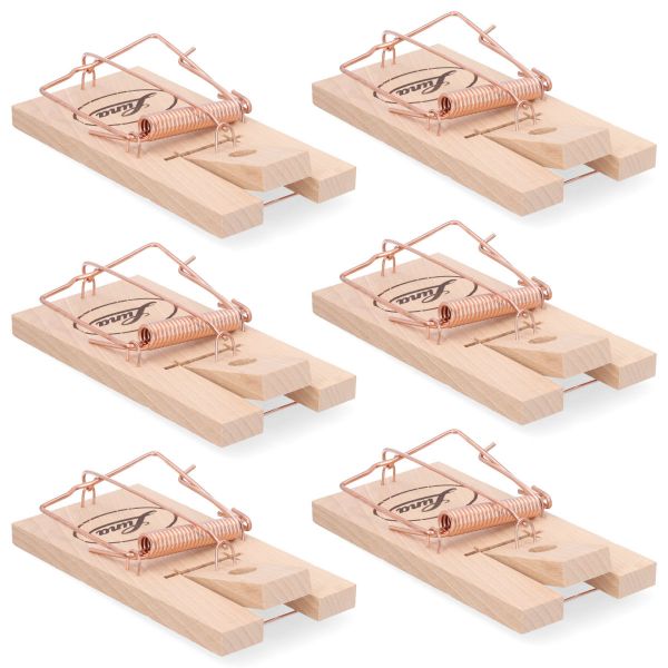 6x Rattenfalle aus Holz - bewährte Schlagfalle - Schnappfalle zur Rattenabwehr - 6 Stück