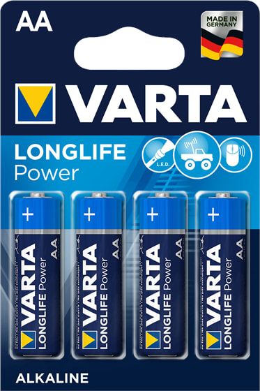 4x VARTA Batterie Longlife Power AA, Mignon LR6, 4906, 1,5 Volt, für Taschenlampe, Computer-Maus