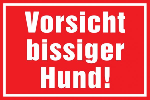 Warnschild: Vorsicht bissiger Hund, rot, 250x150mm, Hinweisschild, Hunde-Türschild