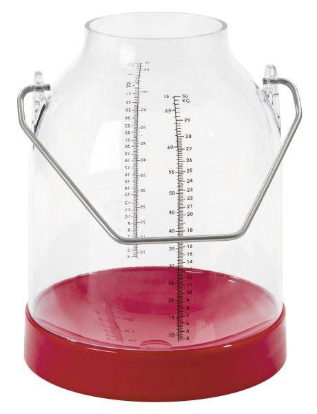 Melkeimer Kunststoff, 30 Liter, Rot, mit doppelter Skala, passend für alle gängigen Melkanlagen