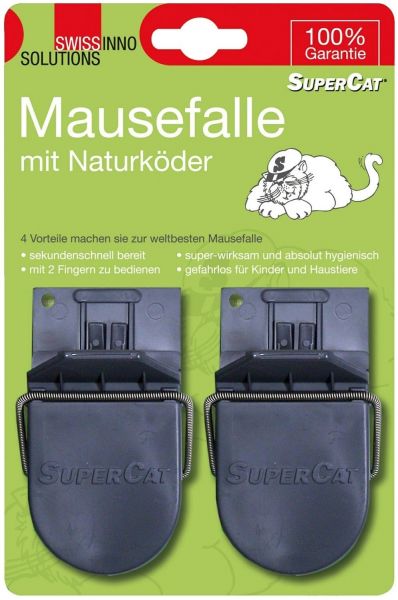 2x Swissinno Mausefalle SuperCat mit Naturköder, die weltbeste Mausefalle ohne Gift