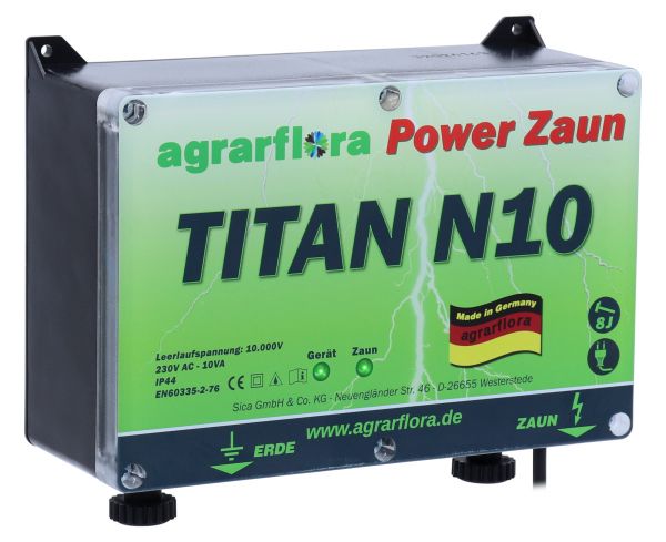 Agrarflora Weidezaungerät TITAN N10 - 10.000 Volt - 8 Joule - 230V Elektrozaungerät