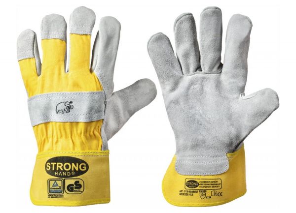 Stronghand® Arbeitshandschuhe MAMMUT Größe 12 (XXXL), Rindspaltleder-Handschuhe mit Stulpe