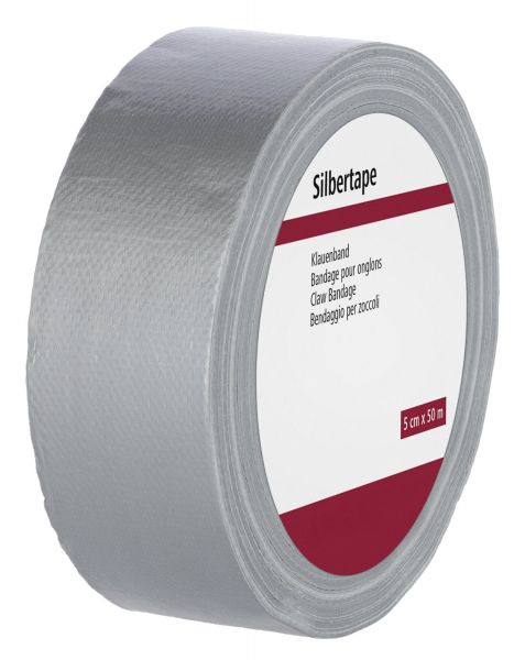 Silbertape Klauenverband 50m, 50mm, silbernes Klauenband, Schutzverband, Isolierband